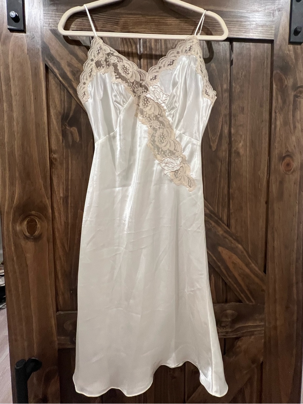 VICTORIA SECRET Silk Ivory Lace Trim Slip Dress - Women's Intimates